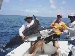 Me Hooking Blue Marlin in Kuwait Near Al Sunawabar