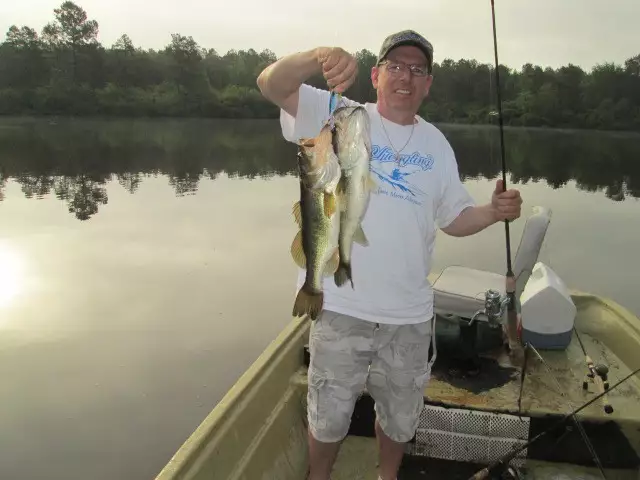 Caught 2 bass on 1 topwater lure 5-26 2015