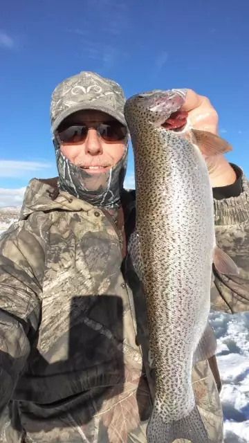 Big rainbows on early ice in Colorado