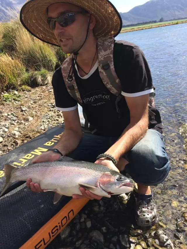 another nice rainbowtrout caught from my paddleboard