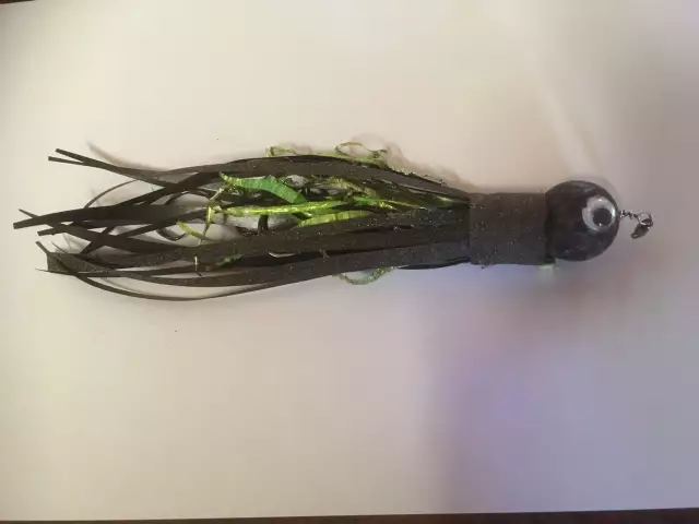 handmade lure for set rod on boat - 19 cm- 5oz lead - 2x 5/0 circle hooks - snapper mulloway pearl perch cobia (he hopes lol)