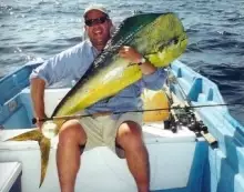 Big dorado on the fly