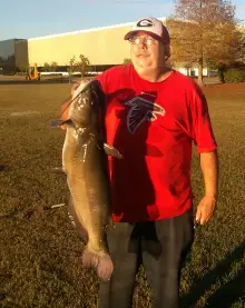18 lbs catfish  landed on zebco 202 combo