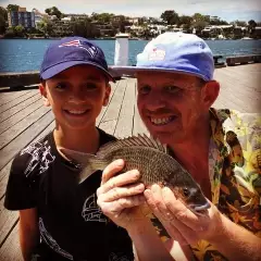 Buy a kid a fishing rod, and he can feed and entertain himself for life!  However this little kid landed a 40cm Bream on his first cast!