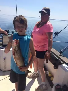 Lake trout! Ethan Crow grandsons first fish!